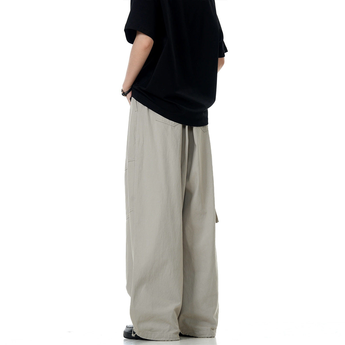 High Street Niche Personality Drawstring High Waist Tooling Pants
