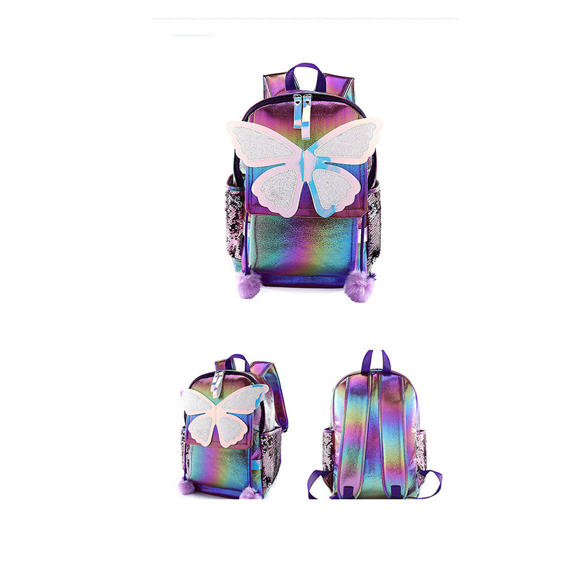 Sequined Butterfly Cute Backpack Female Korean Style Student Schoolbag Female