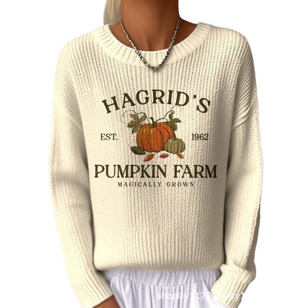 Sød og afslappet sweatshirt med rund halsudskæring og print til kvinder