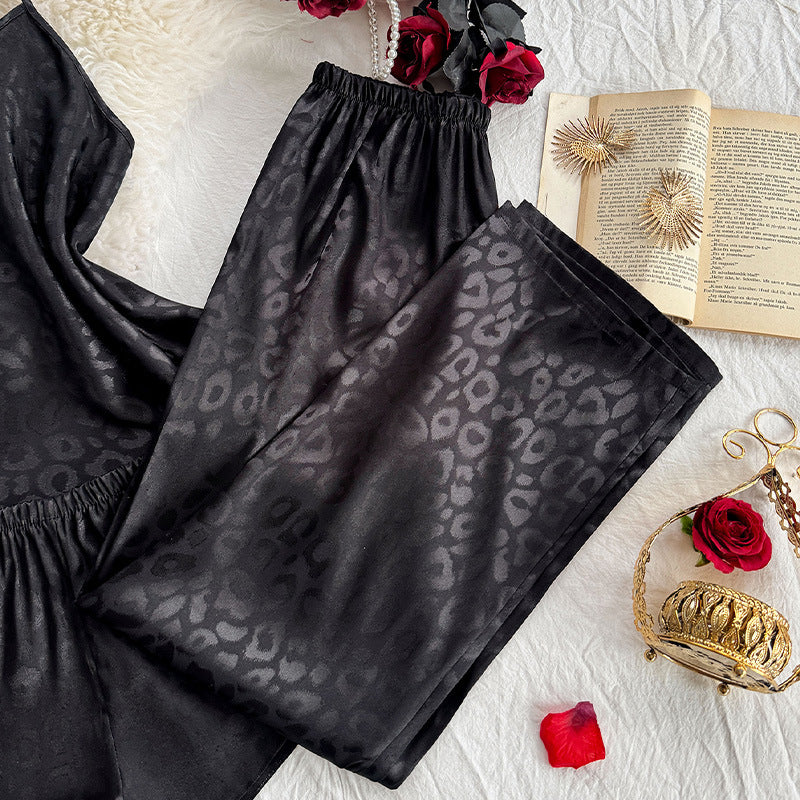 New Printed Faux-silk Pajama Set