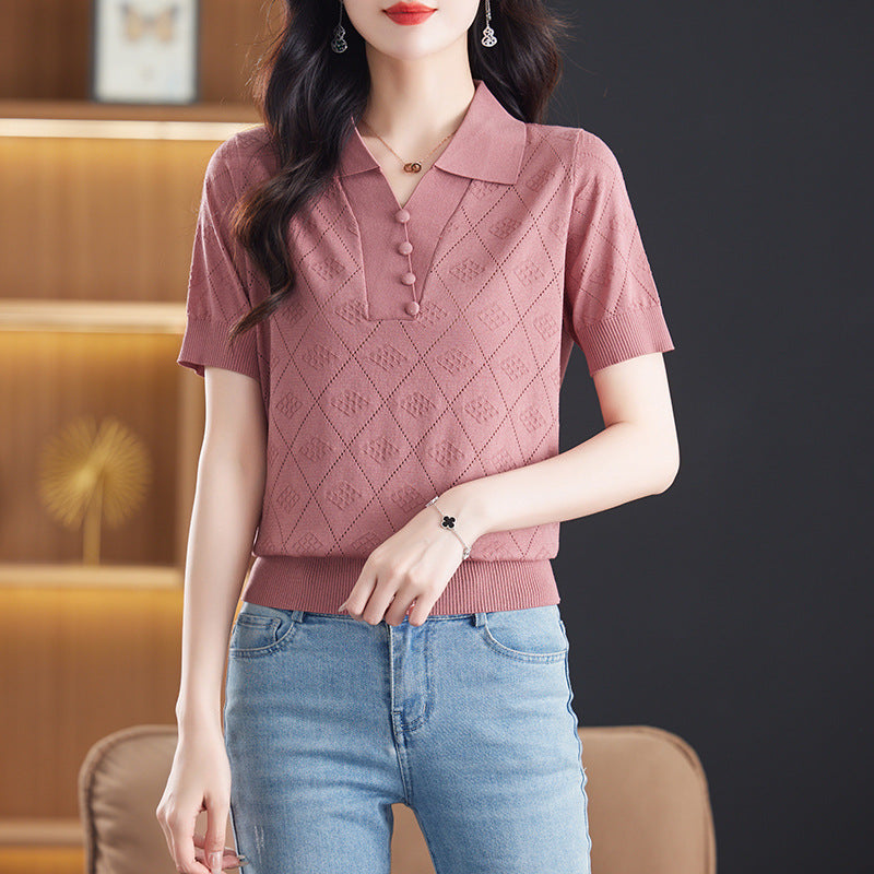 Women's Knitwear Cool Breathable Polo Shirt