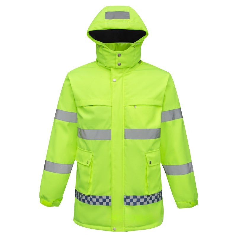Reflective Stripe Duty Labor Protection Cotton-padded Jacket Men's USB Charging Heating Cold Protective Clothing Electric Heating Work Clothes Autumn And Winter Stain-resistant Cotton-padded Coat