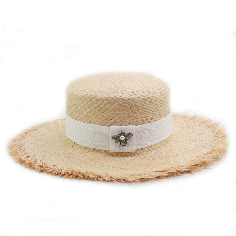 Female Lafite Grass Flat Top Straw Hat