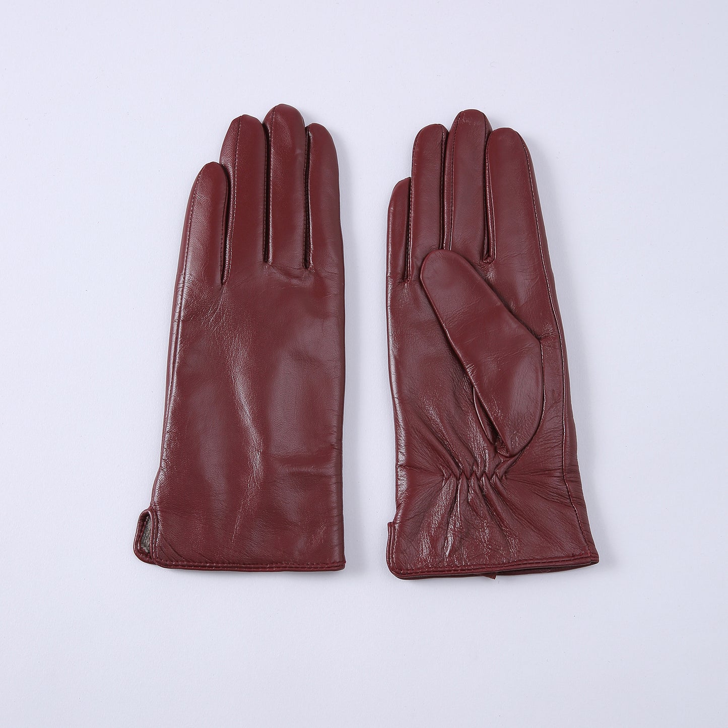 Womens Solid-Color Fleece-Lined Thermal Leather Gloves