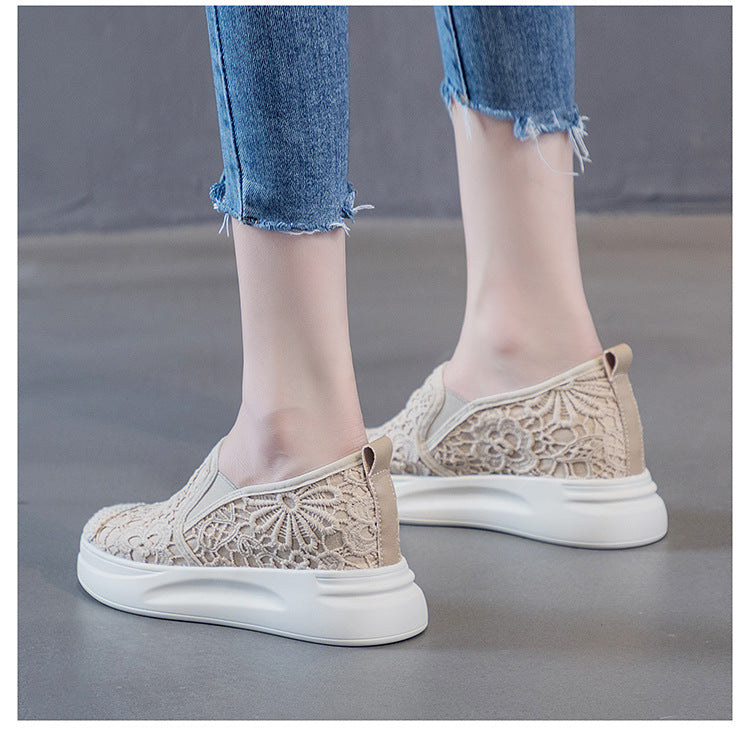 Fisherman's Shoes, Women's Inner Heightening Loafers, Foot Lace, Lightweight And Breathable