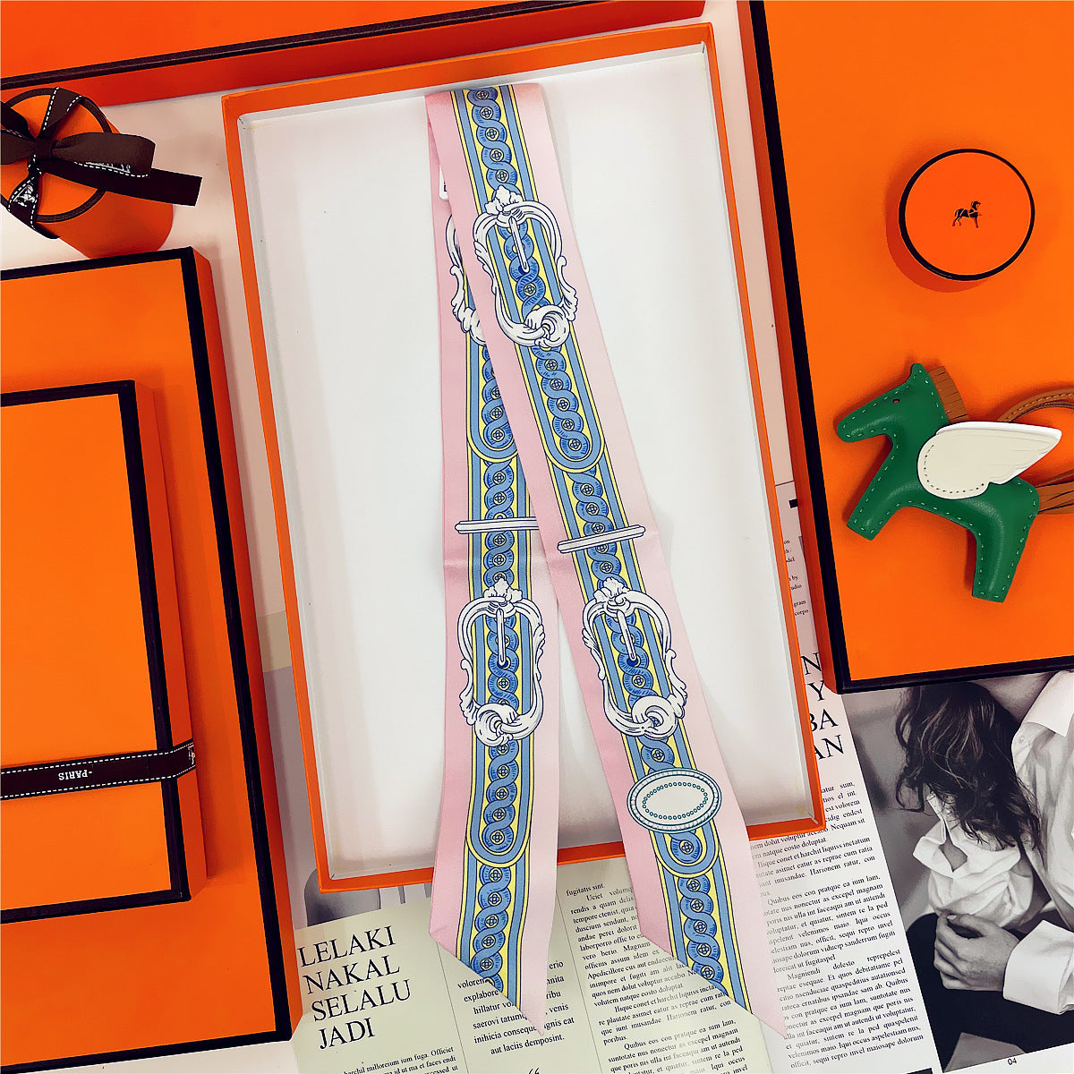Thin Narrow Ribbon Strip With Floating Ends