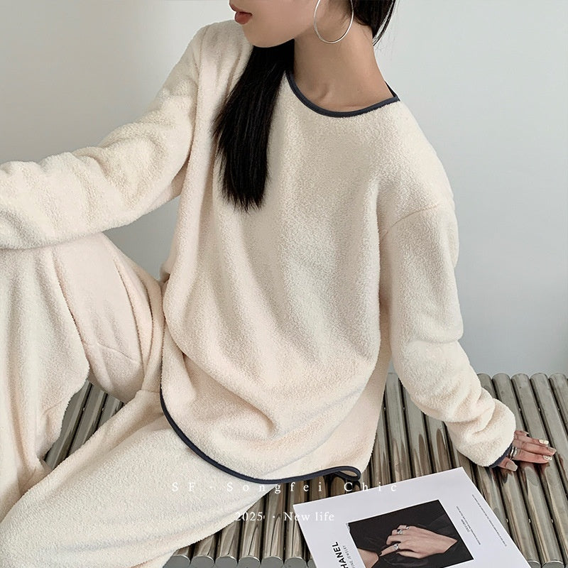 Home Wear Suit Female Cloud Can Be Worn Outside Plus Velvet Thickening