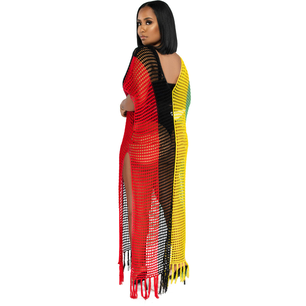 Hand Crochet Knitted Tassel Color Matching Beach Skirt