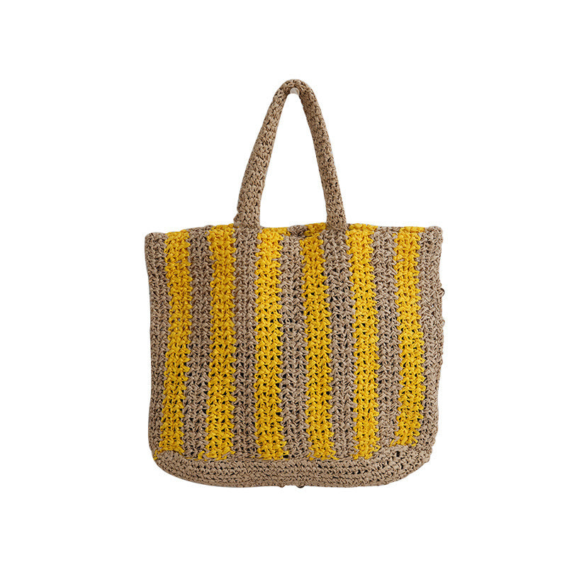 Handwoven Tote Bag With Vertical Stripes
