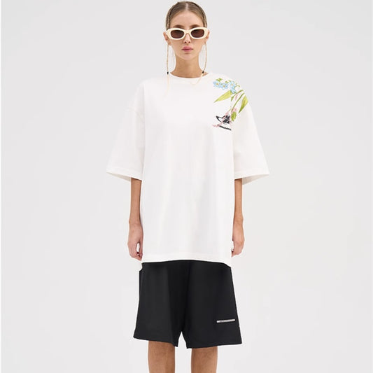 Floral Embroidered Simple Short-sleeved T-shirt