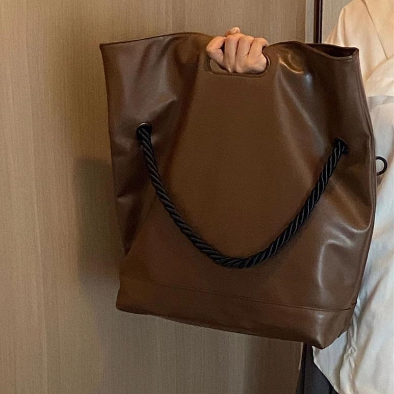 Autumn And Winter Minimalist Style Large Tote Bag Personality Glossy Niche