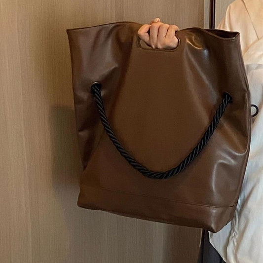 Autumn And Winter Minimalist Style Large Tote Bag Personality Glossy Niche