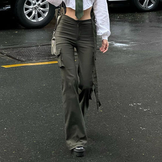 Women's Fashion Solid Color Straight Loose-fitting Casual Pants