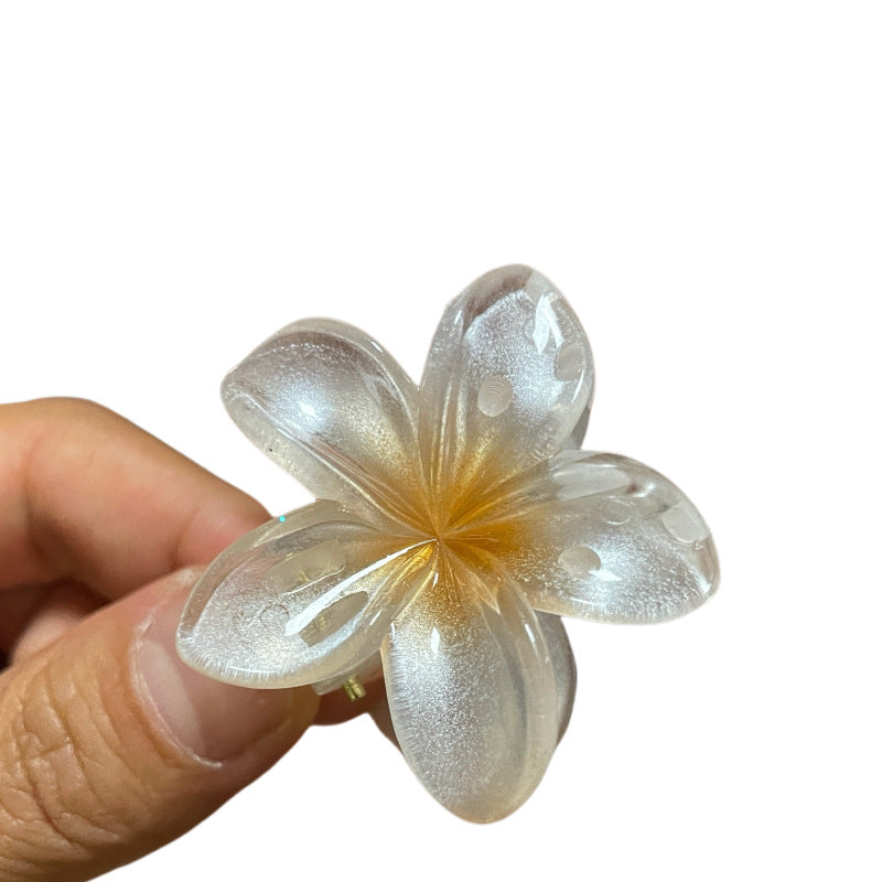 Plumeria Rubra Grip Flower Barrettes Female 4CM