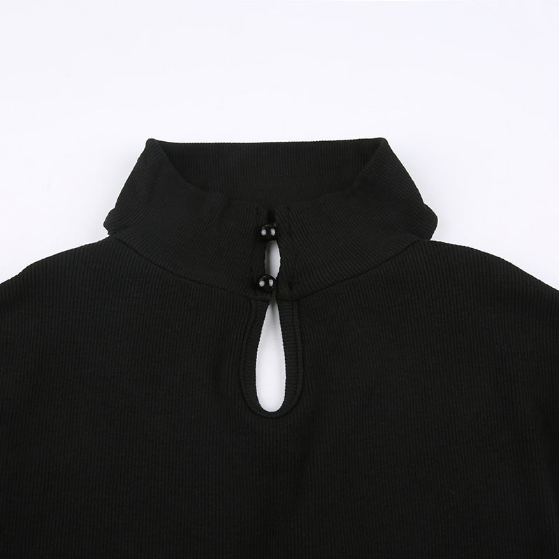 Stand Collar Thread Slim Solid Color Long Sleeve Bottoming Jumpsuit