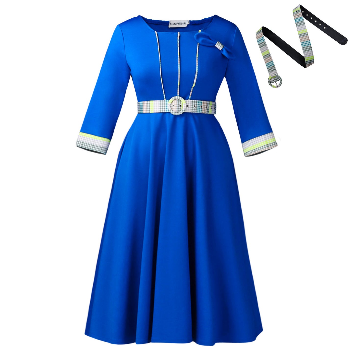 Stylish Elegant African Dress With A Round Neckline And Patchwork Design