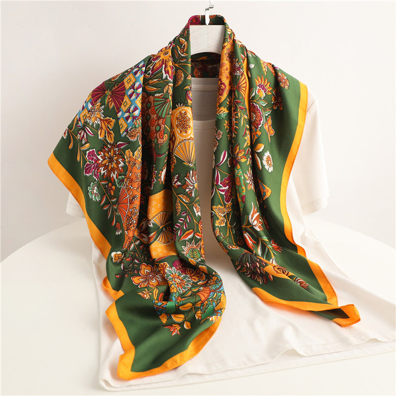 Ladies Fashion Simple Retro Printed Square Scarf