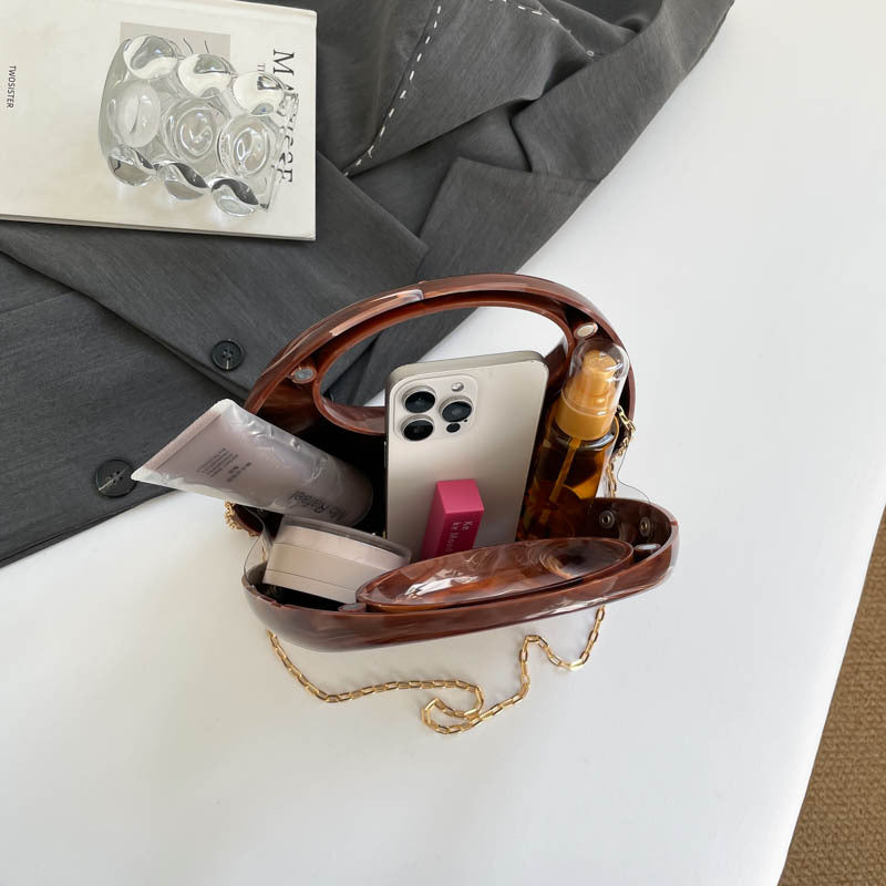 Womens Evening Handbag With A Moon-shaped Underarm Design  Acrylic Box Bag,