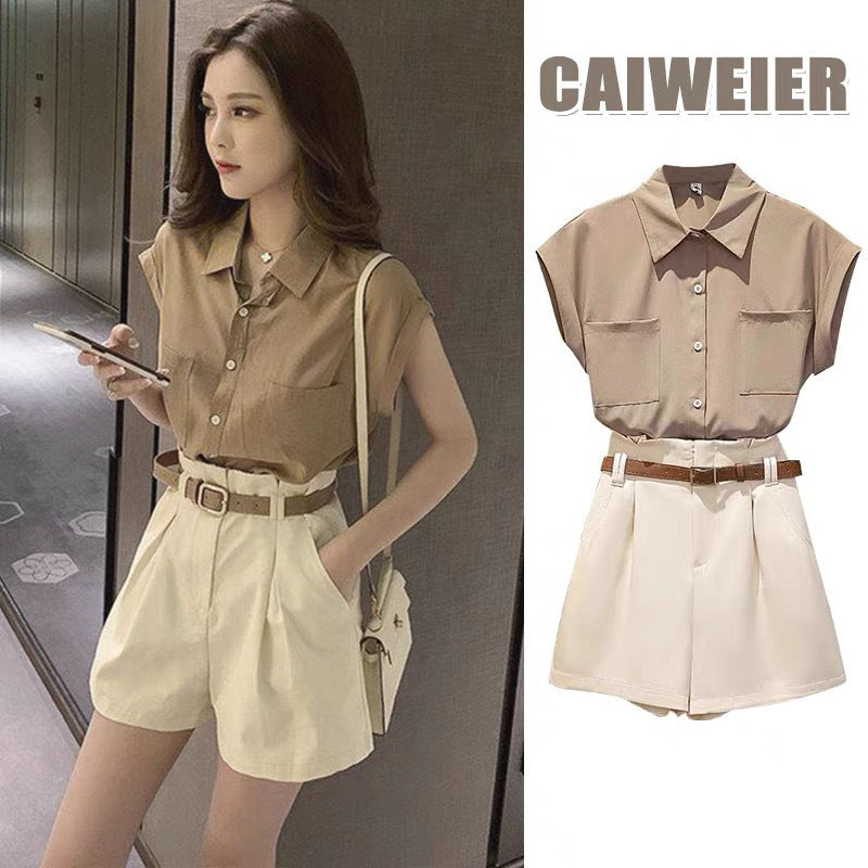 Casual Top And Shorts Fashion Two-piece Set Trendy