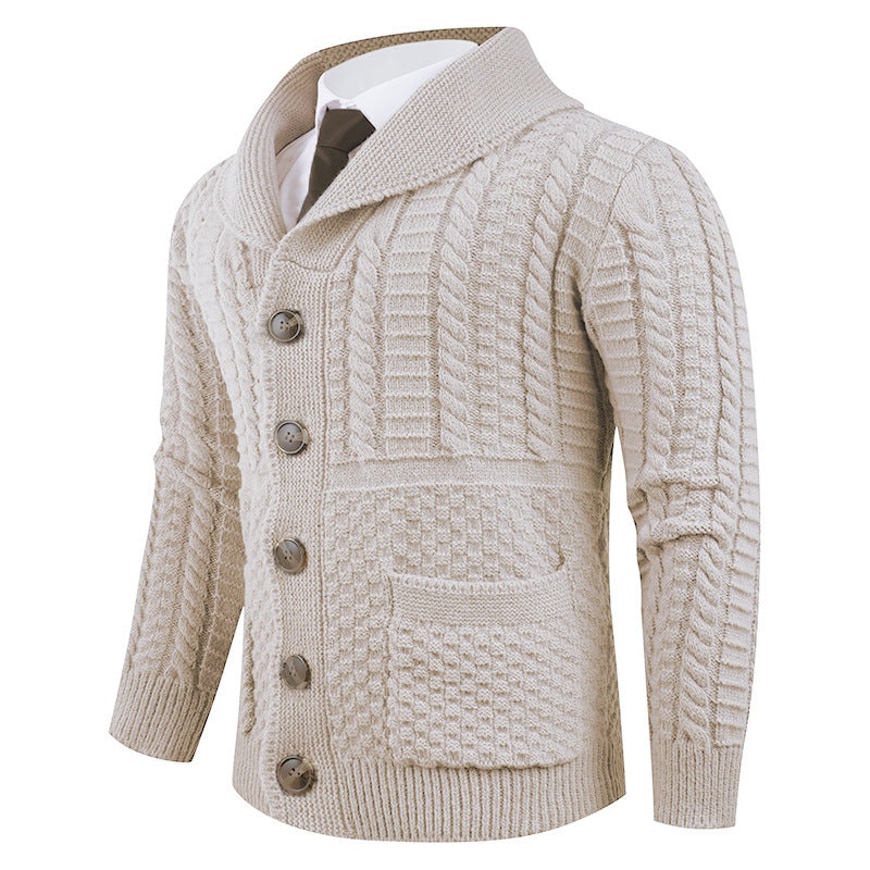 Ny herre cardigan sweaterfrakke med lange ærmer i plus size
