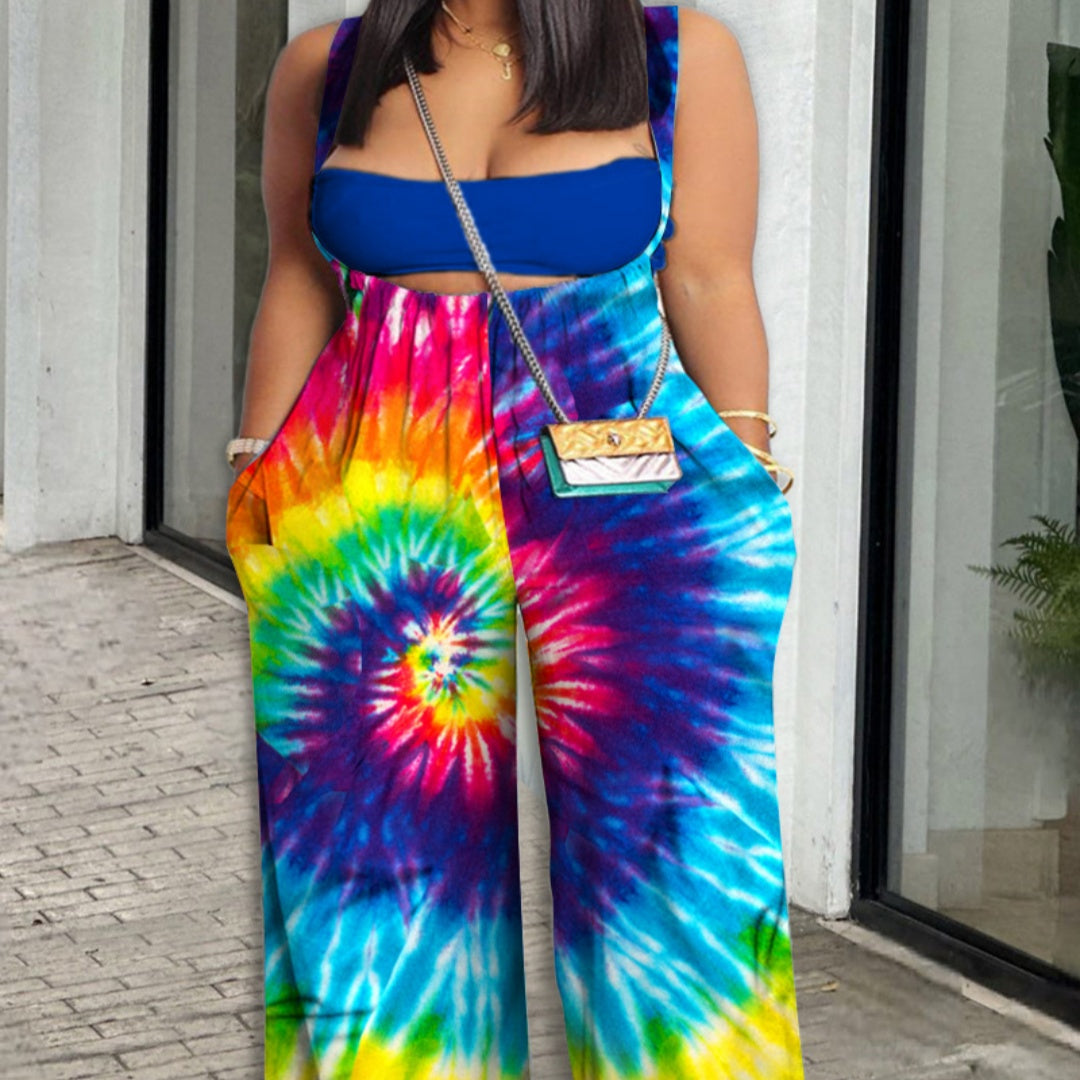 Plus Size Løstsiddende Overall med Print