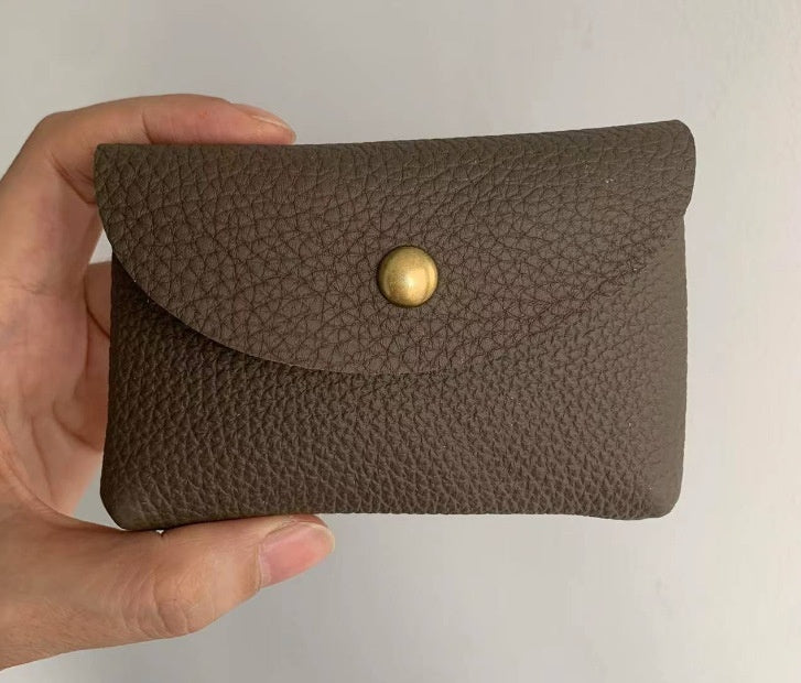First Layer Cattlehide Leather Fashion Hidden Hook Coin Pocket Card Holder Mini-Portable