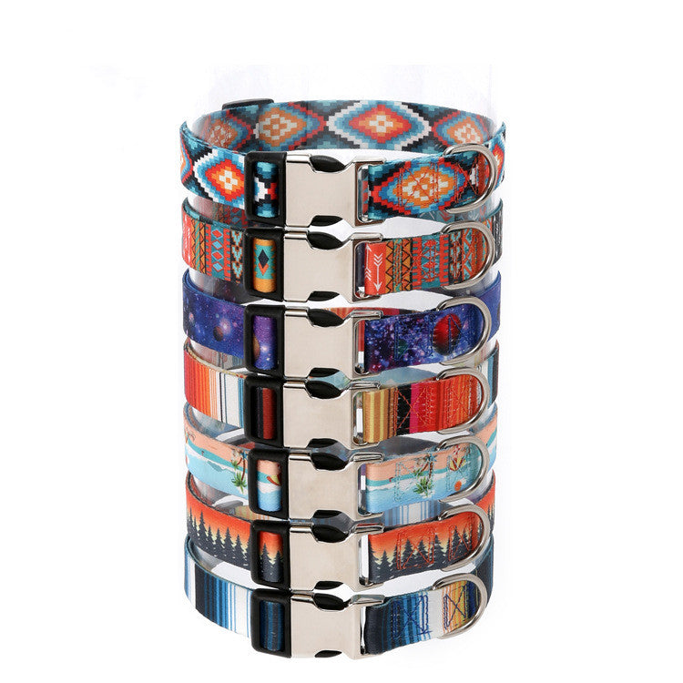 Collar Pet Dog Rope Ethnic Style Striped Forest Polyester Cotton