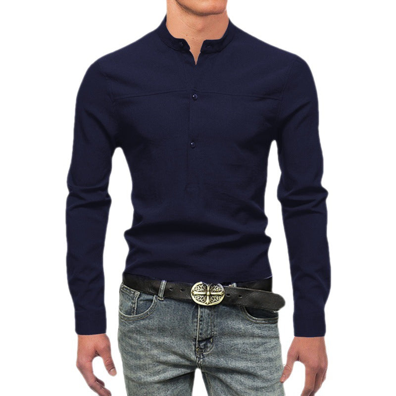 Business Men's European Size Draping Solid Color Shirt Micro