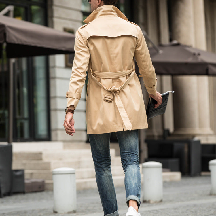 Casual Trench Coat For Men Mid-length Design
