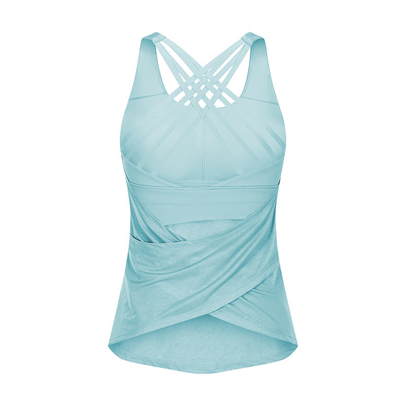 Sports Yoga Vest Women's Push-up Running Blouse Loose Workout Clothes