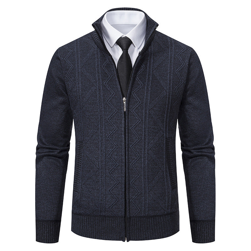 Efterår Vinter Herre Uld Sweater Cardigan Frakke Ståkrave