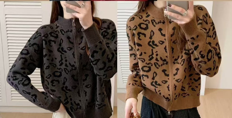 Fransk Retro Cardigan med Høj Krave til Kvinder