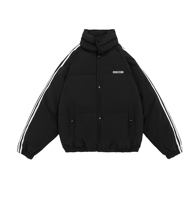 College Style Three-bar Casual Down Men's Student Bread Coat
