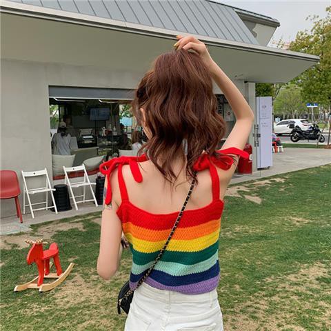 Rainbow-striped Camisole Tank Top