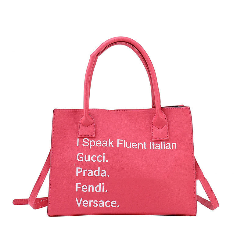 New Large-capacity Simple Printed PU One-shoulder Messenger Bag