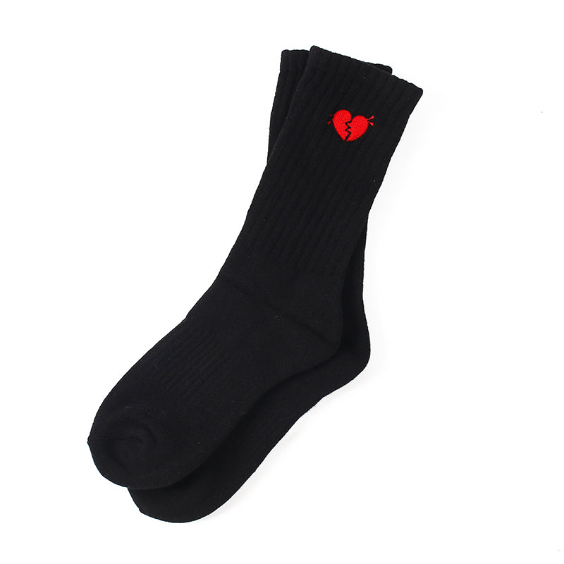Heartbroken Street Mid Tube Embroidered Casual Sports Socks