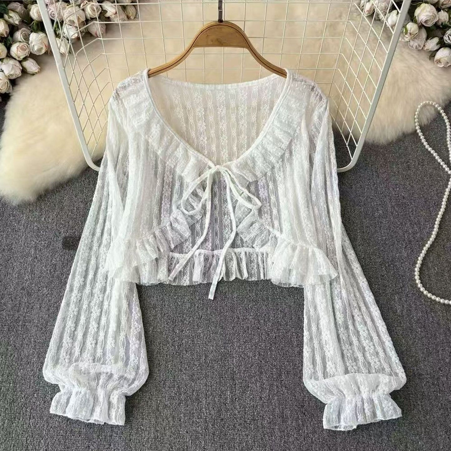 Short Lace Sun-protective Cardigan Top
