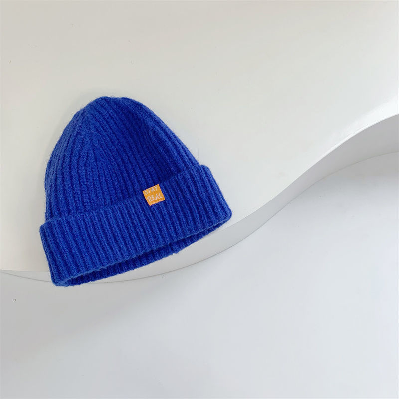 Girls' Knitted Sweater Hat Baby Warm Solid Color Curling