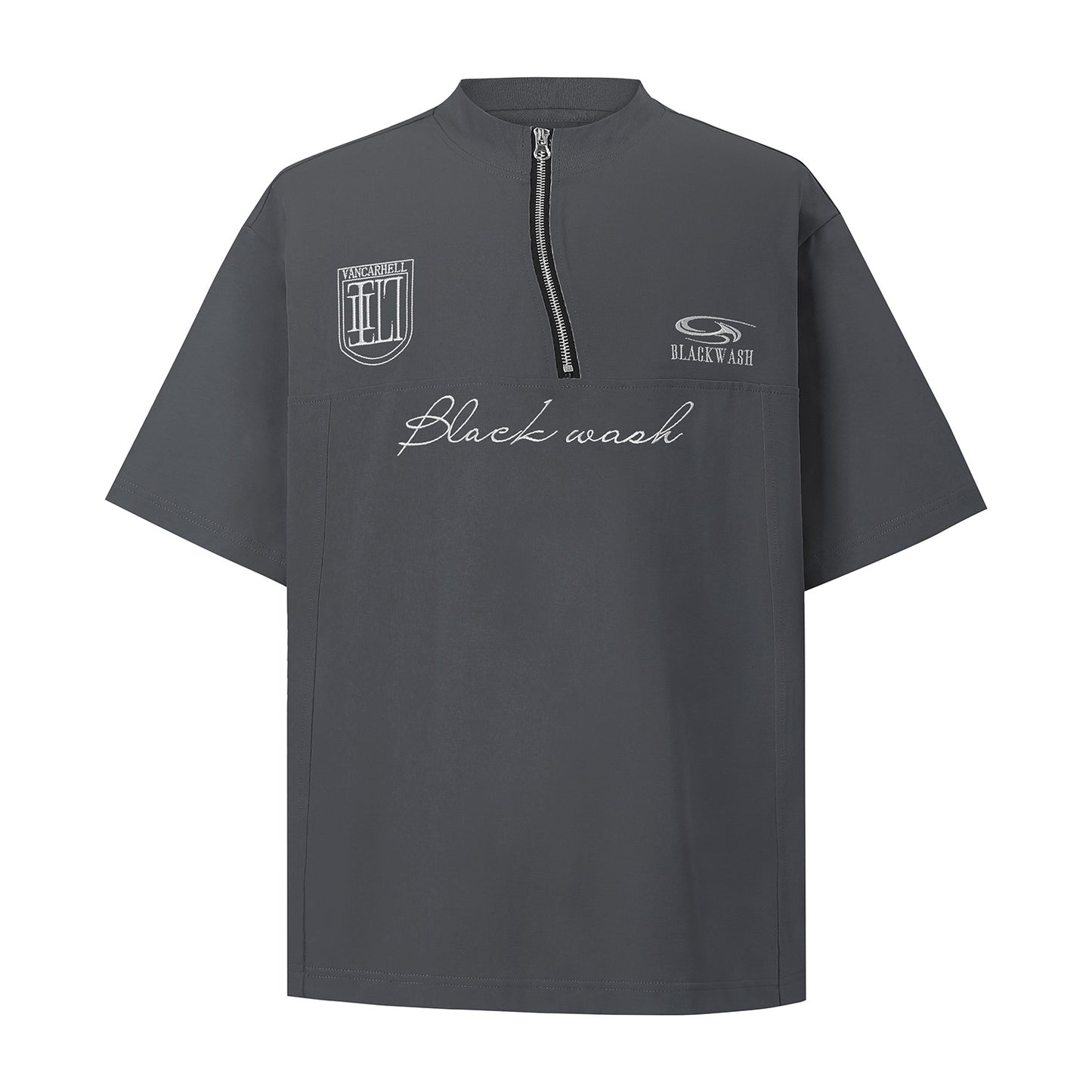 Sommer Uregelmæssigt Lynlåsdesign Stof Kortærmet T-shirt