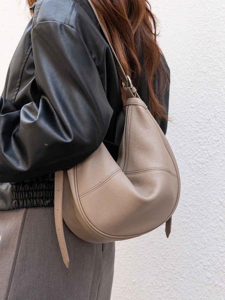 Womens First-layer Cowhide Bag With A Niche Design A Stylish Crossbody Or Shoulder Bag