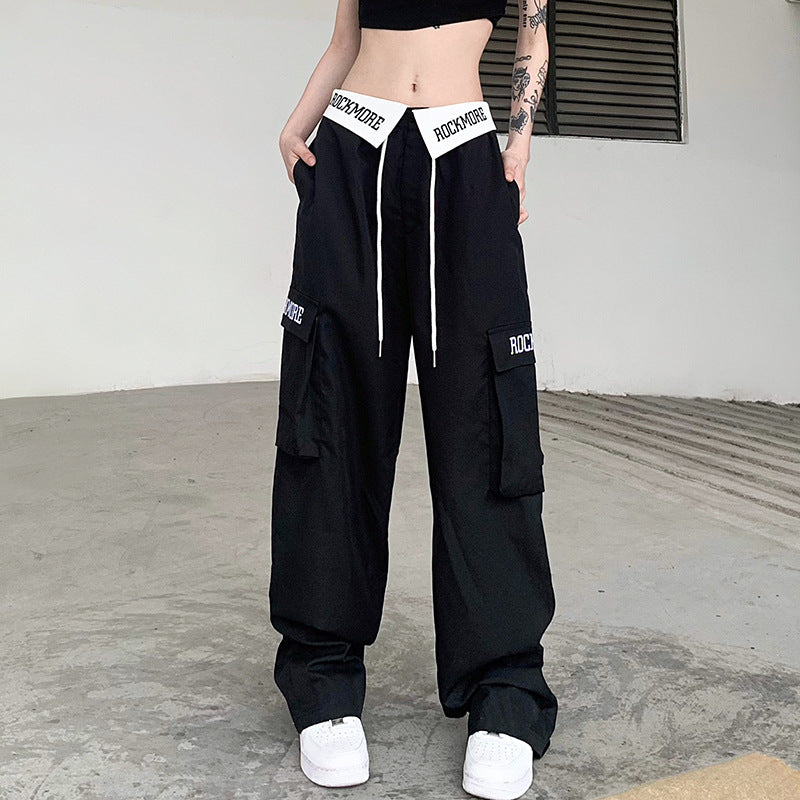 Handsome Color Bump Hem Pants Design Overalls