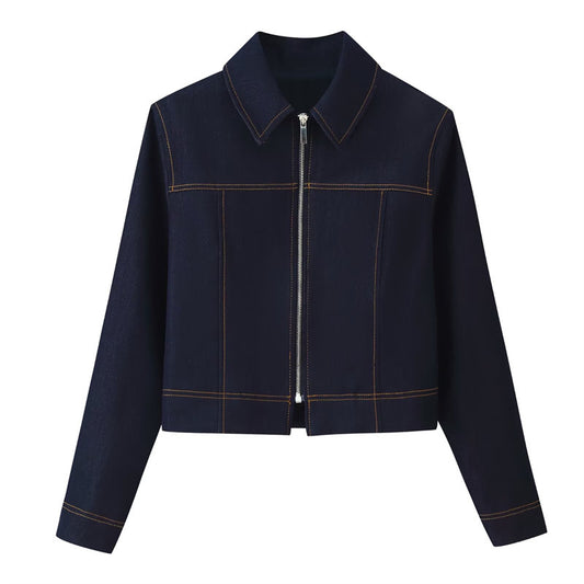 Women's Contrast Color Jacket Bell-bottom Pants Suit