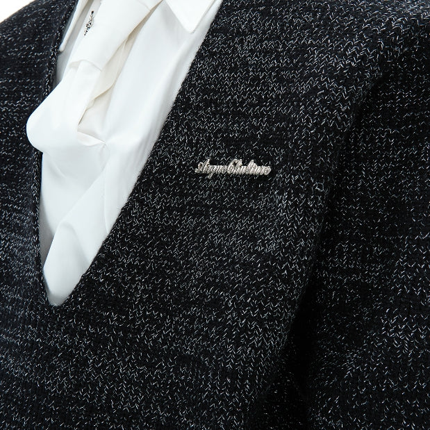 Niche Deconstruction Tie Shirt False Two-piece Patchwork Sweater