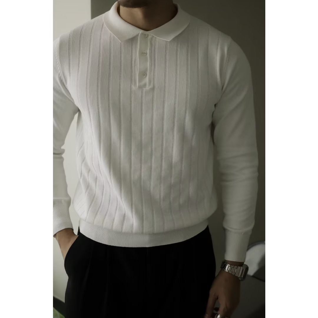 Lapel Long Sleeve Polo Shirt Casual Sweater