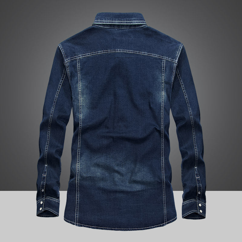 Men's Long Sleeved Denim Shirt Outdoor Leisure