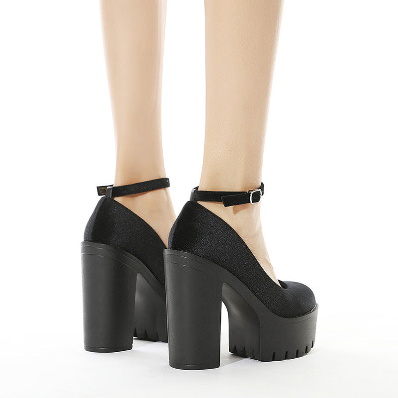 Plus Size Suede Women's Shoes Ankle-strap Buckle