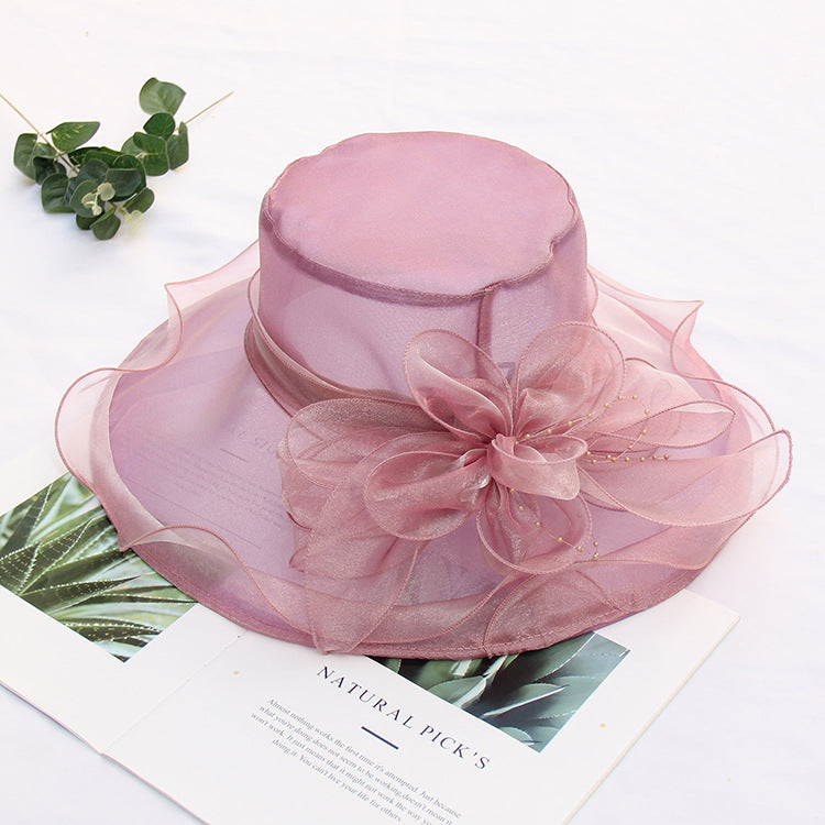 Cool Retro Flower Mesh Sun Hat Organza Sunscreen Women's
