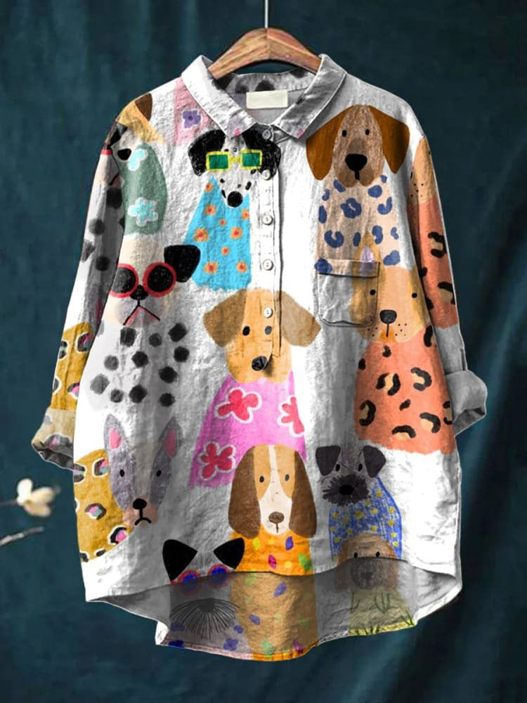 Casual Long Sleeve Shirt Animal Print Hawaiian Long Sleeve Blouse