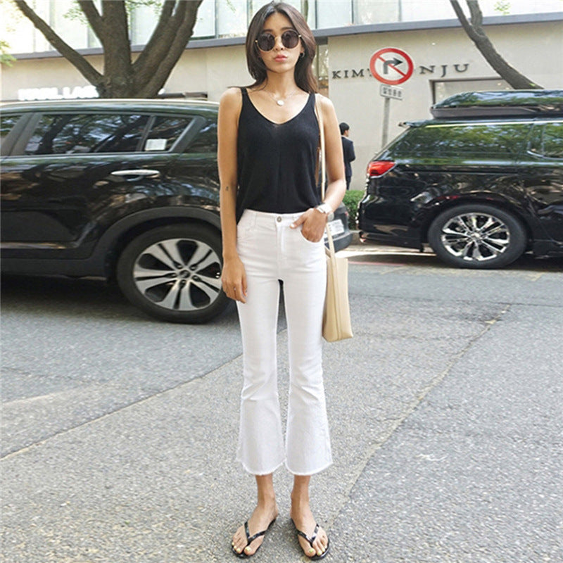 New Loose Elastic Eight Points Bootcut Trousers