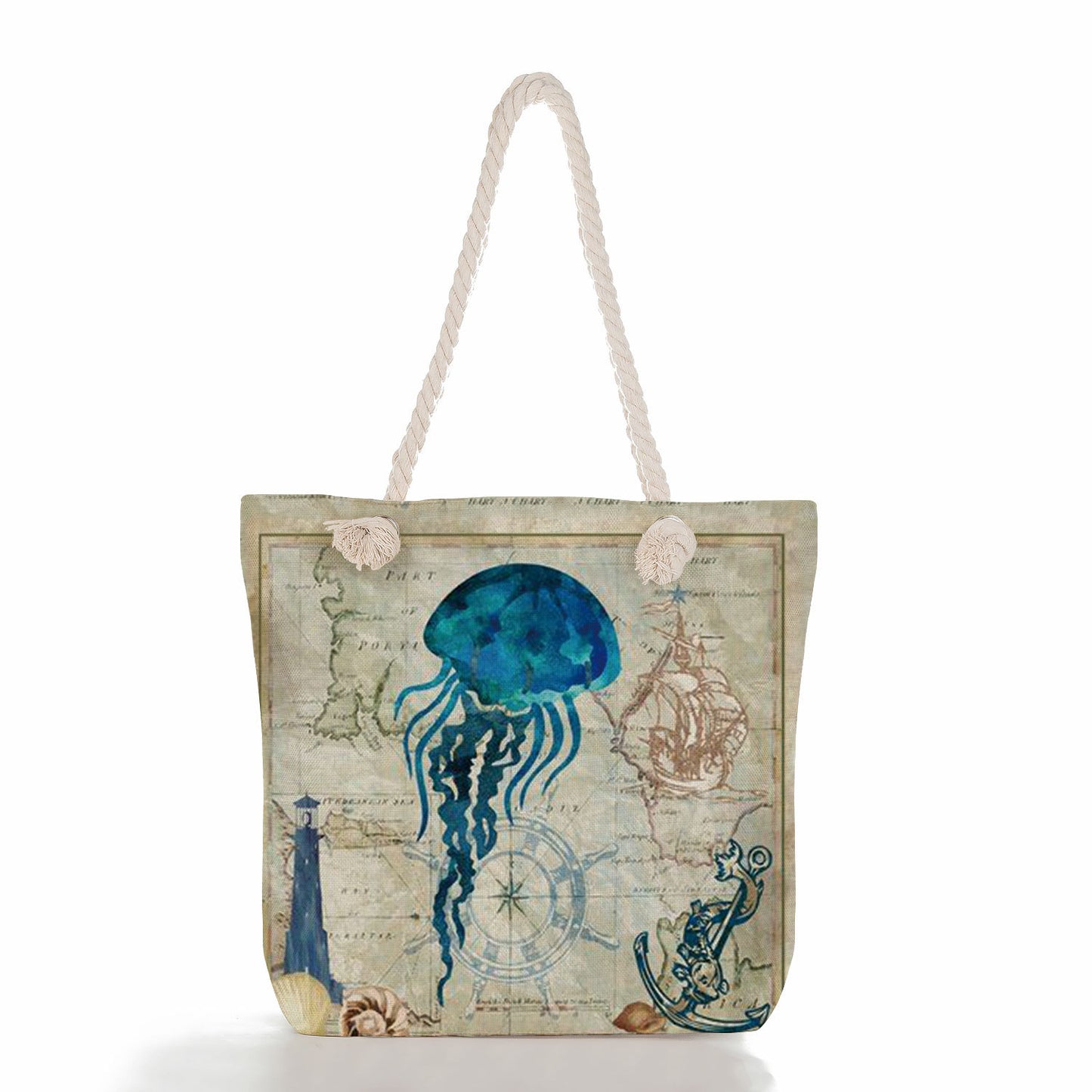 Women's Fashion Print Thick Rope Handbag